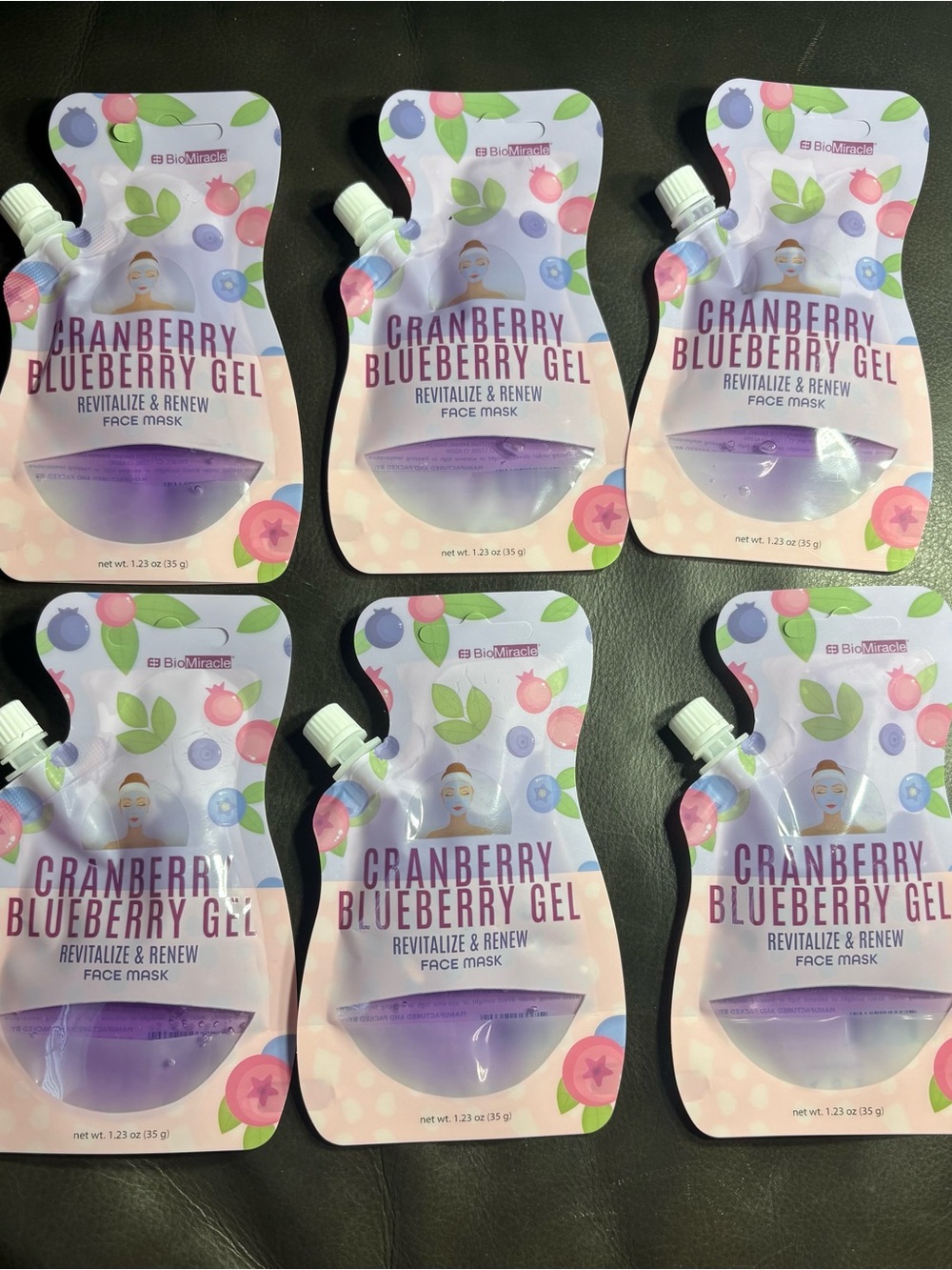 6 New Miracle Cranberry Blueberry Gel Revitalize & Renew Face Mask - Pink/Purple